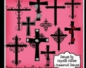 Ornate Crosses Digital Clipart Elements Commercial use for paper, digital , invites, and web design