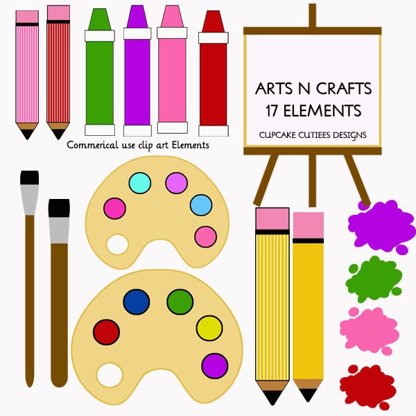 Arts N Crafts  Digital Clip art Collection Teacher theme Clipart for Commercial Use