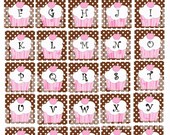 New Brown and Pink Polka Cupcake ALpha Digital Collage Sheet 1.5 Cupcake Alphabet