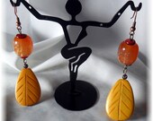 Tropical Earrings -  -yellow gold leaves