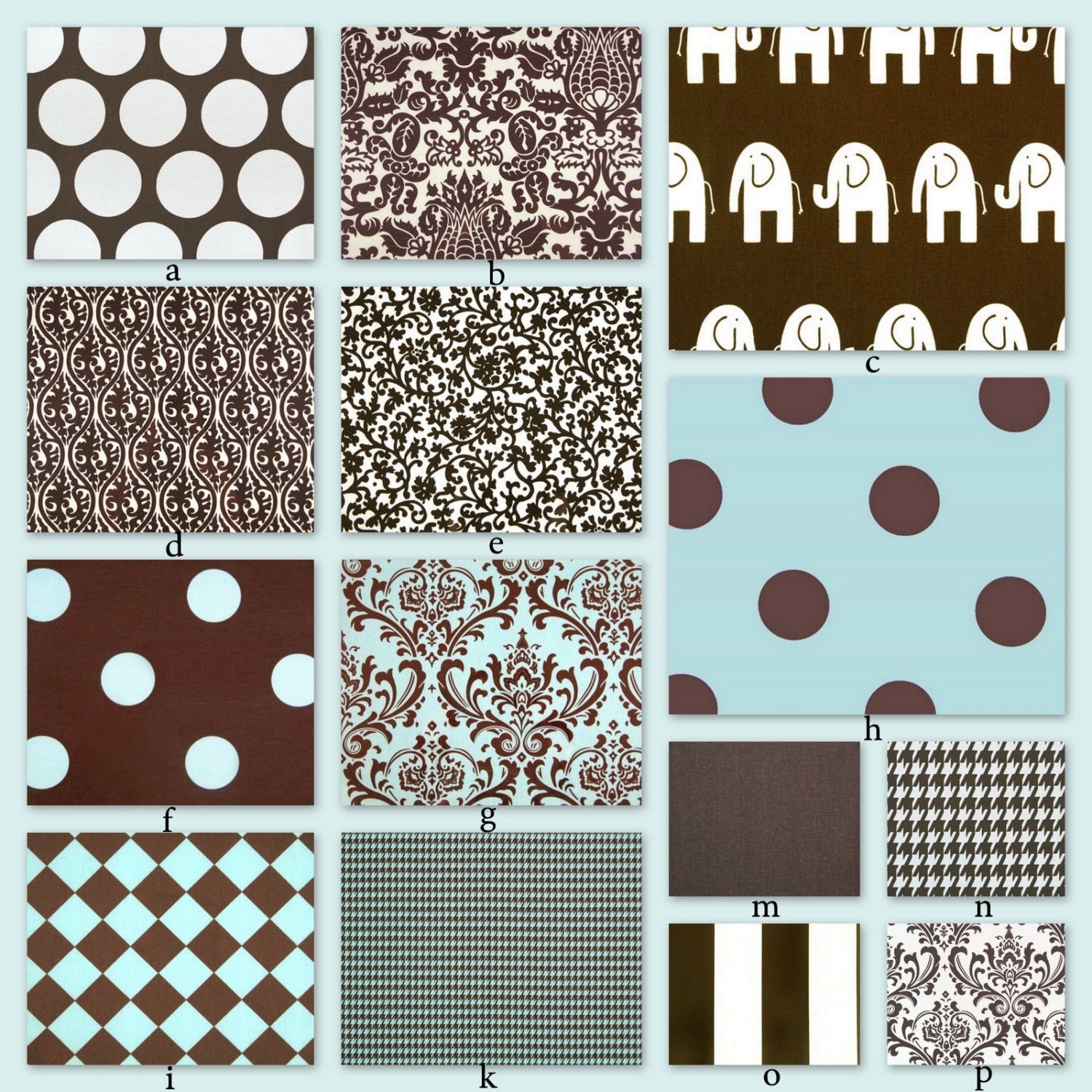 Custom Crib Bedding Set -Design Your Own (choose your fabrics)-  French Blue and Chocolate