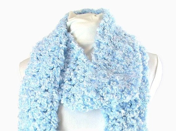 Blue Crochet Scarf Handmade Summer Skies