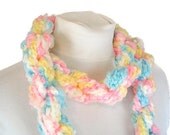 Cotton Candy Twist Handmade Skinny Rope Scarf - Girls or Tweens Scarf