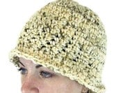 Crochet Hat - Natural Serenity Tweed Cloche in Silky Almond Yarn