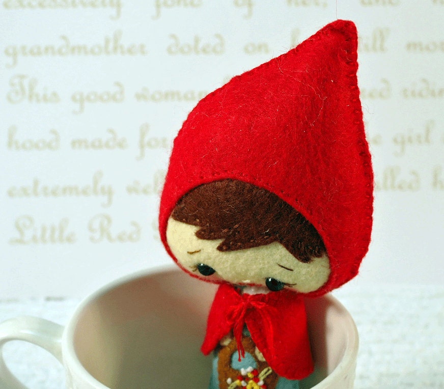Little Red Riding Hood Doll Wool Handmade Doll MADE TO ORDER