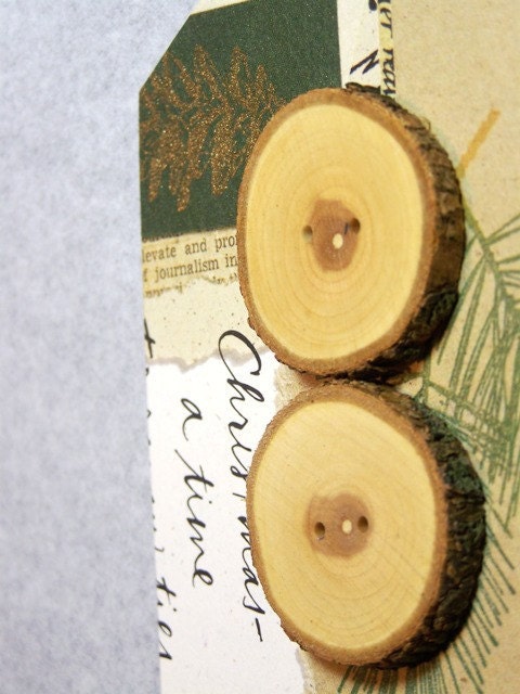 Handmade Maine Lilac Wood Buttons - Large Round set of 2