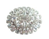 Vintage Rhinestone Brooch Huge Emerald Oval Circa 1950s Wedding Jewelry