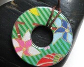 Gorgeous PInwheel Carnival Blast Upycled Origami Paper WASHER Hardware Pendant Necklace