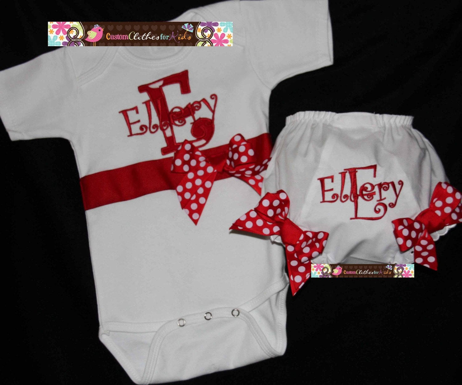 Custom Personalized Diaper Cover Bloomers Bodysuit Onesie ANY COLOR COMBO Birthday Baby Girl Ribbon Photoshoot Bow Free Monogram