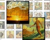 Aloha Hawaii - Instant Download Printable Digital Collage Sheet - 1x1 Inchies Size 680