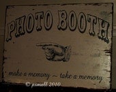 Vintage PhotoBooth sign chippy paint old fashioned pointing hand completely handpainted