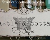Custom vintage personalized business family name sign ornate chippy scrollwork