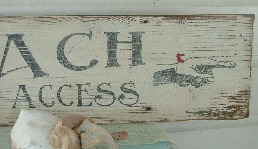 Vintage BEACH sign reclaimed wood