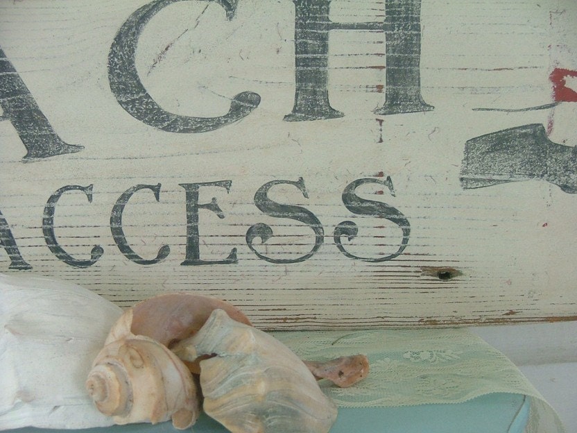 Vintage BEACH sign reclaimed wood