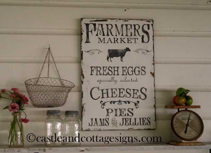 Farmhouse vintage Farmers Market sign handpainted