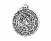 Saint Christopher Sterling Silver Charm -- Complimentary Ribbon or Cord