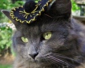 Cat Sombrero - Cinco de Mayo - Black Mariachi - Wool Felted Hat