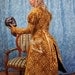Sale-Gold damask medallion skirted corset only-for 26-28 inch waist-ready to ship