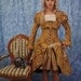 Sale-Gold damask medallion skirted corset only-for 26-28 inch waist-ready to ship