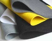 100% Wool Felt  Fabric Sheets  Black Grey Slate White Yellow Sewing Craft Supply Goldfinch Color Story