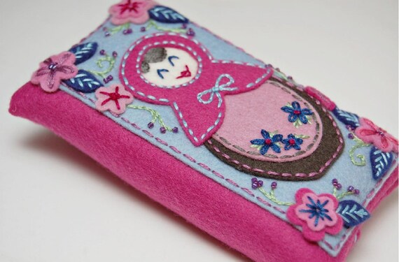 100% Wool Felt Kit, Matroyshka Tissue Cozy KIT
