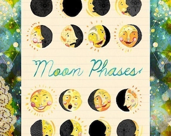 Moon Faces - 8x10 print - vertical