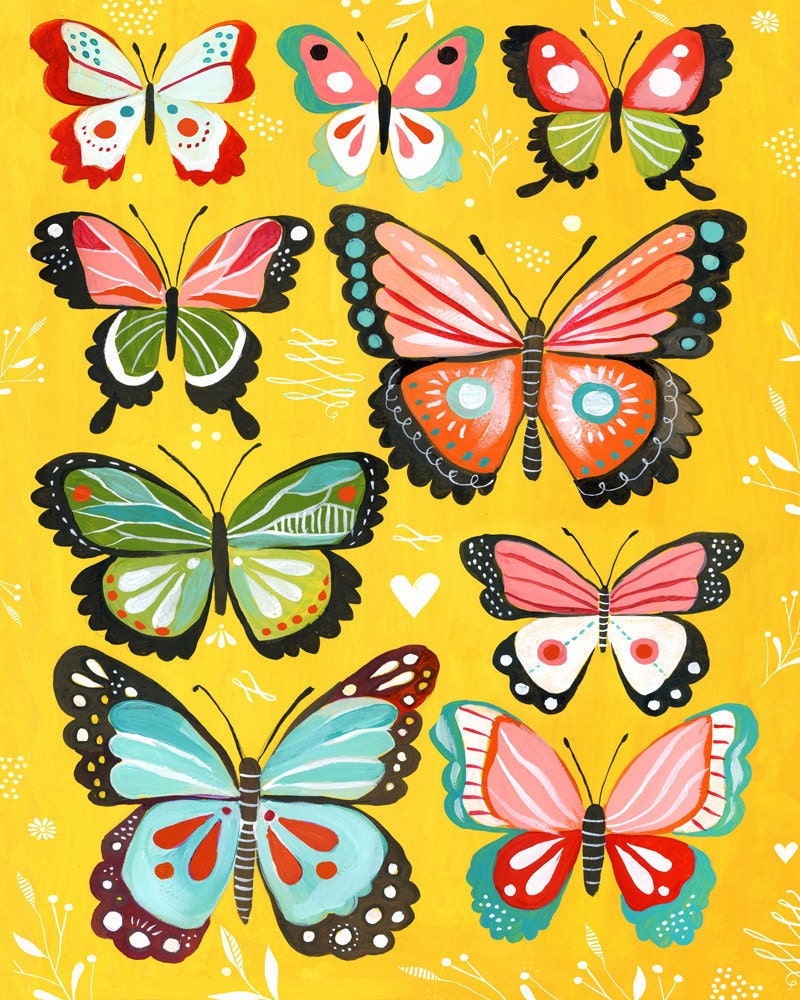 Butterfly Collection - Yellow- 8x10 print - vertical