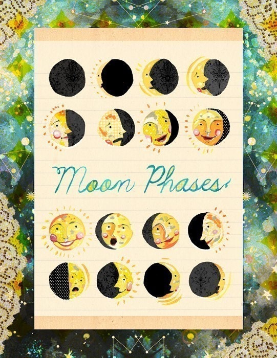 Moon Faces - 8x10 print - vertical