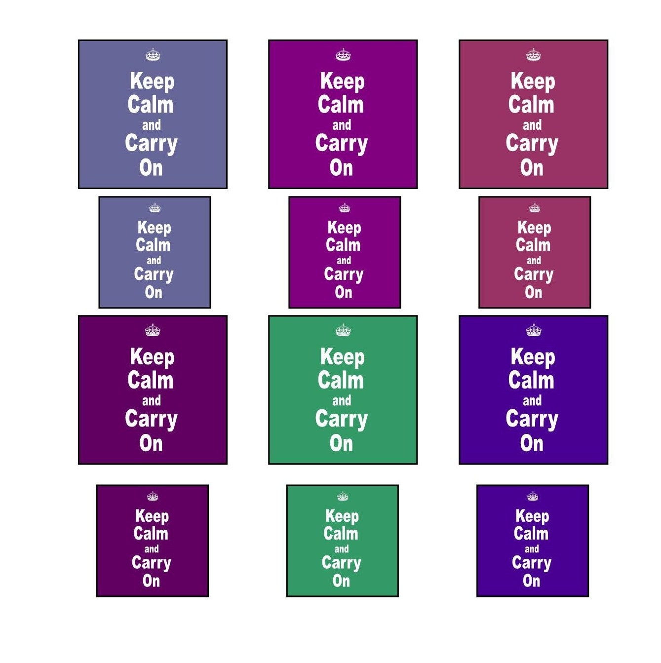 Keep Calm Carry On 1inch and .75inch scrabble tile collage