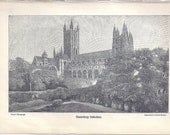 Canterbury Cathedral an 1897 wood engraving