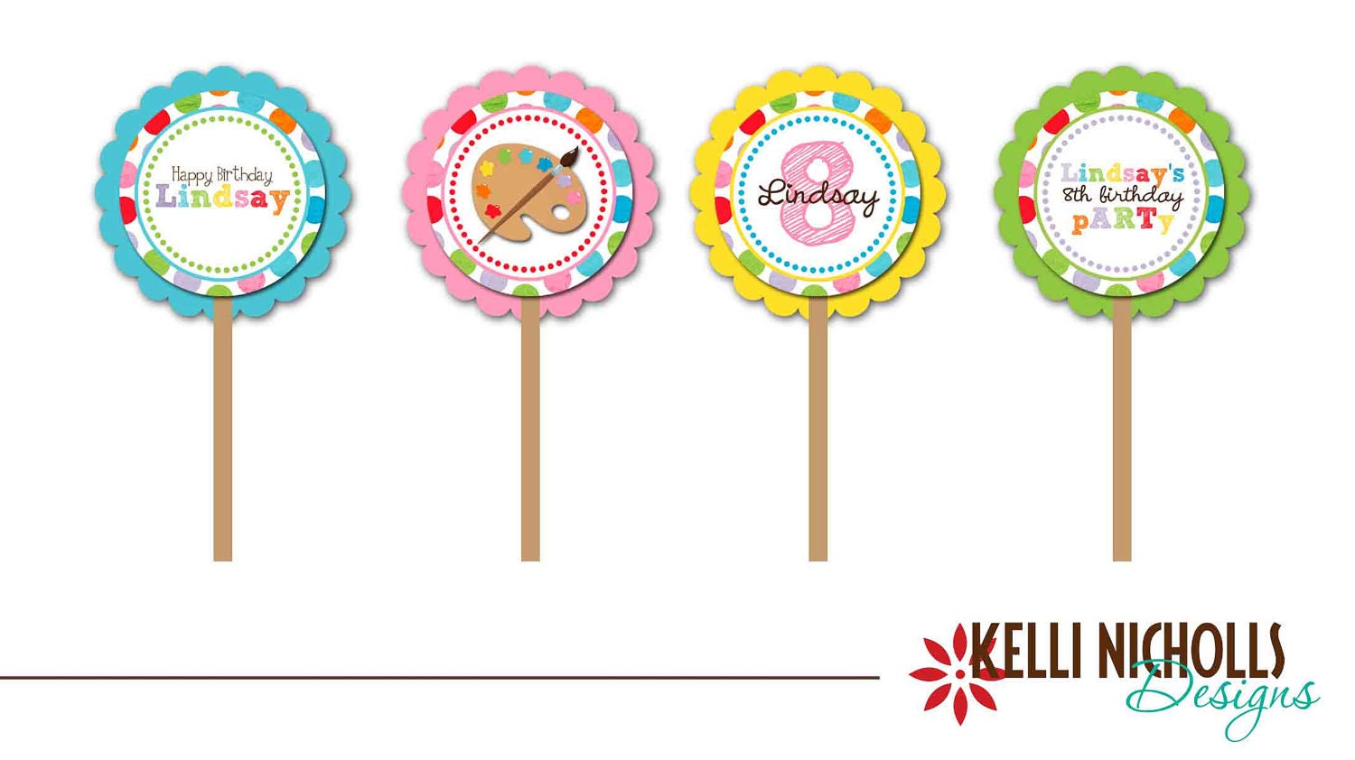Art Birthday Party Toppers