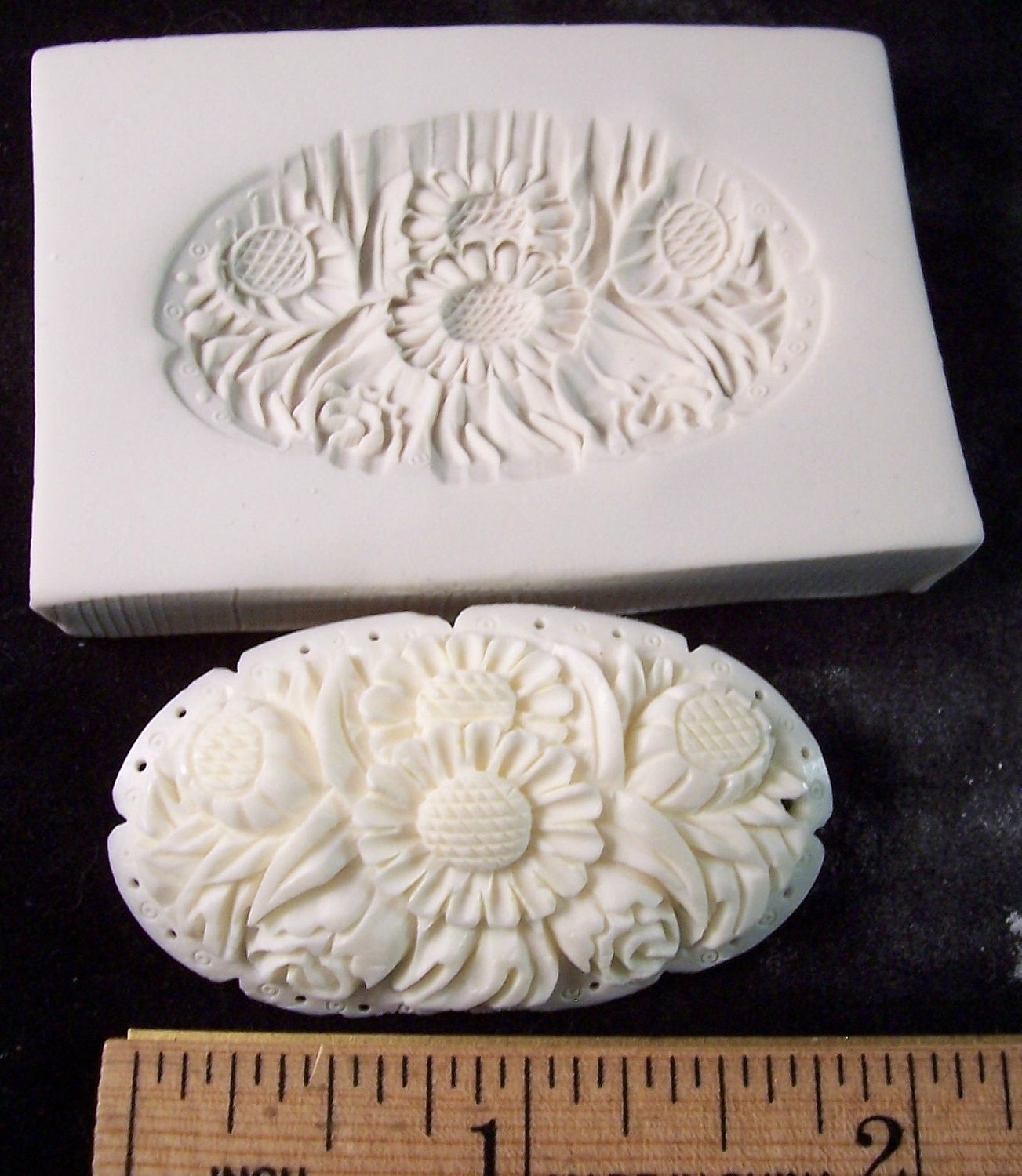 Sunflower Cameo 1 3/4" - Hard Polymer Clay mold for use with clay