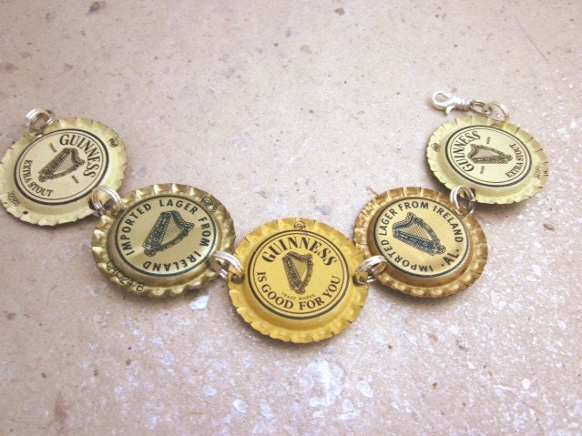 Upcycled Guinness Bottle Cap Irish Poetry Bracelet (may the road rise up to meet you)