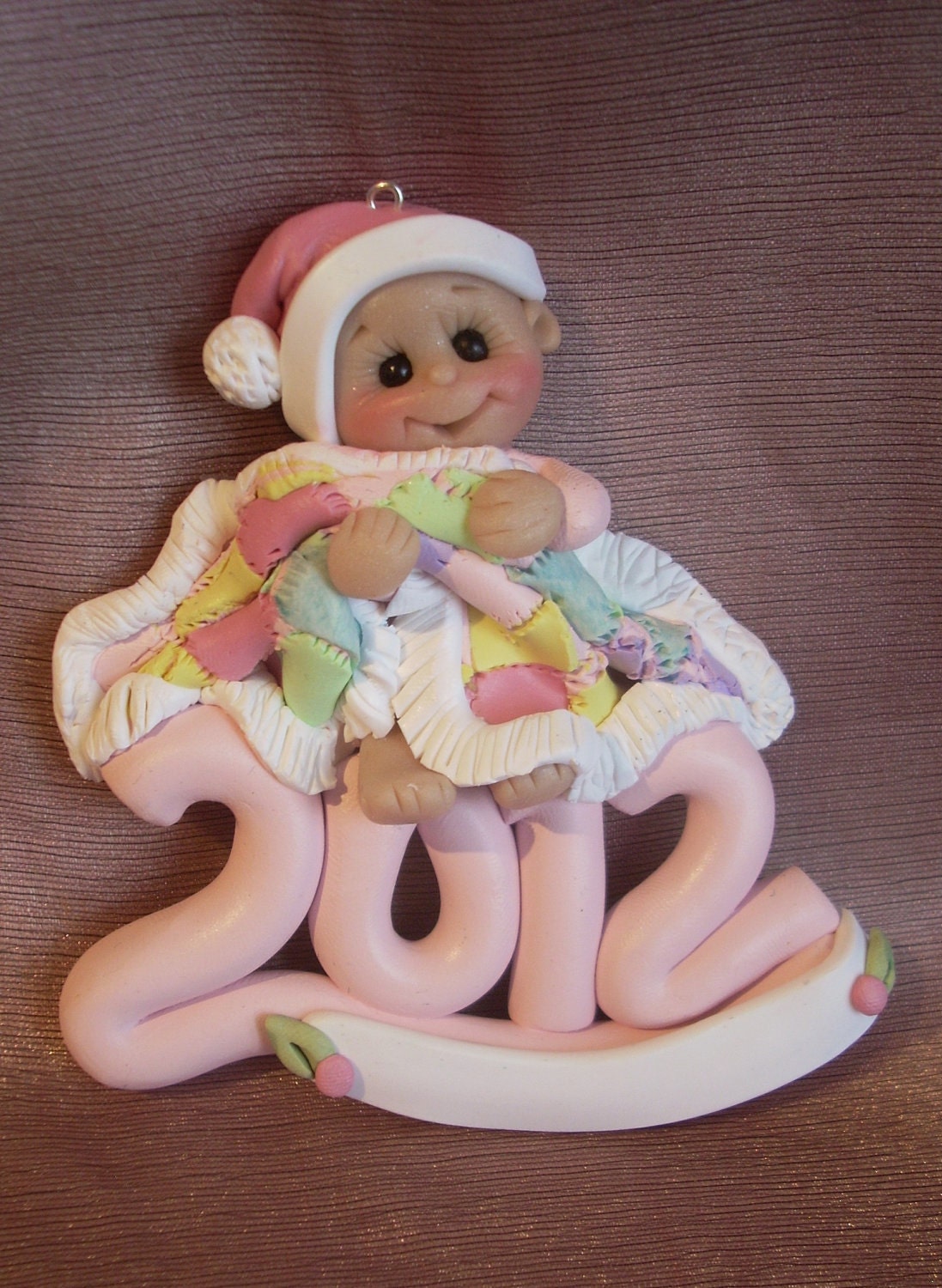 2012  baby Christmas ornament child baby toddler baby shower gift personalized polymer clay