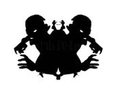 Zombie Ink Blot 2 dark art Print psychology silhouette horror living dead black and white