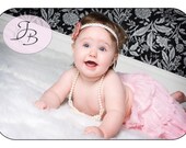 Vintage Inspired Coral Pink Ribbon Rolled Flower with Rhinestones - Newborn Babies Toddler Child Teen Ladies - Design Stash Collection