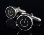 Computer Key Series- Power Standby Symbol Black Key - Cufflinks