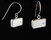 Computer Key Jewelry - White Eject Sterling Dangle Earrings