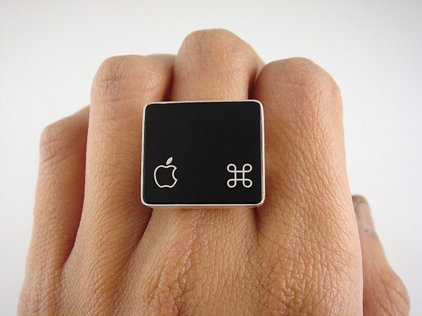 Computer Key Jewelry - Custom Made to Order- Sterling Black or White Command Key Ring