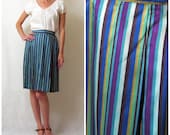 1940s SILK STRIPE high waist skirt, xs - s