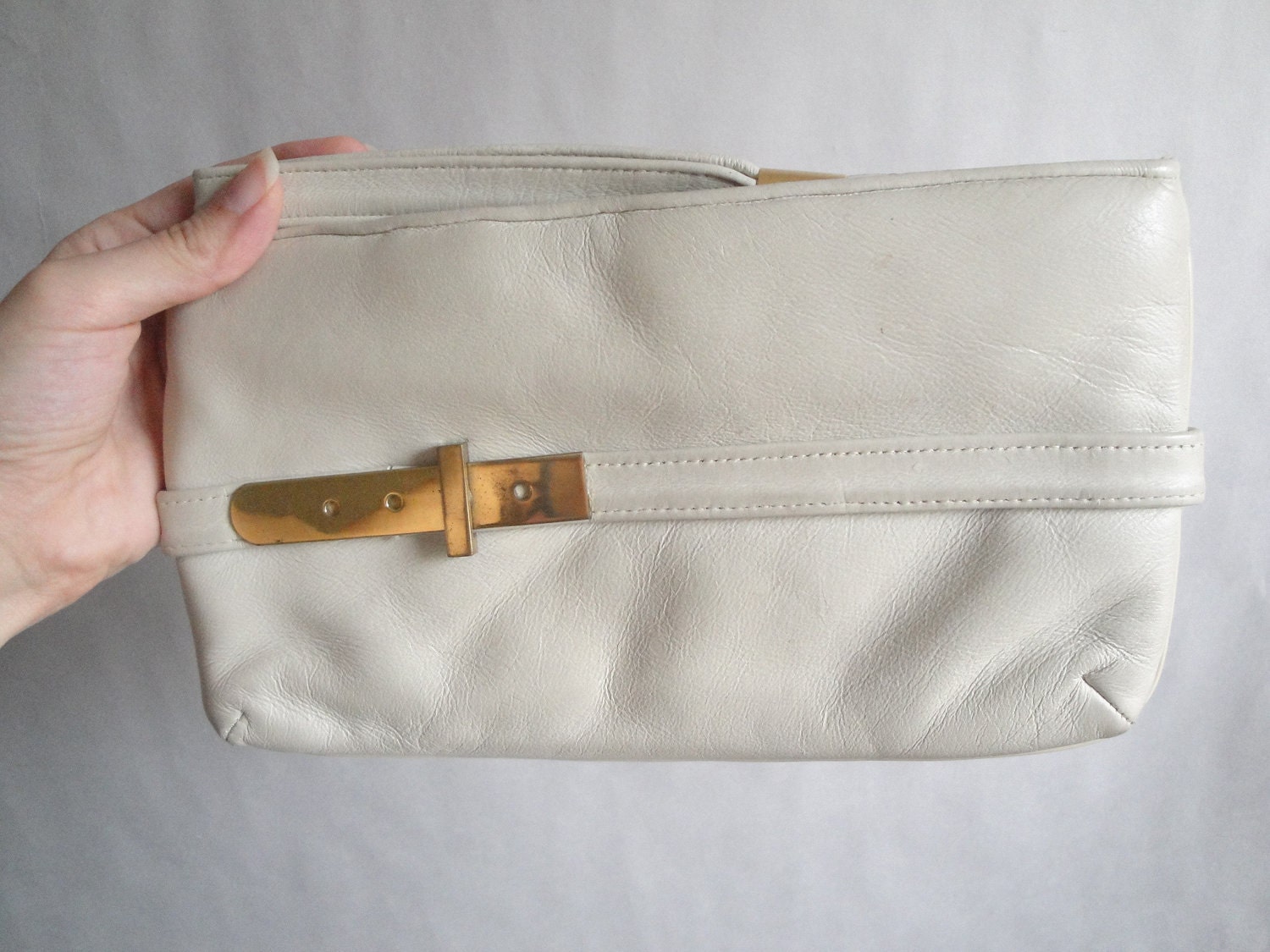 Vintage Ivory Clutch Leather Crown Lewis