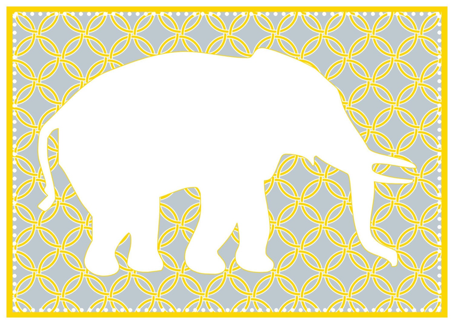 Baby nursery Giraffe and Elephant Silhouette Yellow & Gray, 5x7 set of four printables, gender neutral