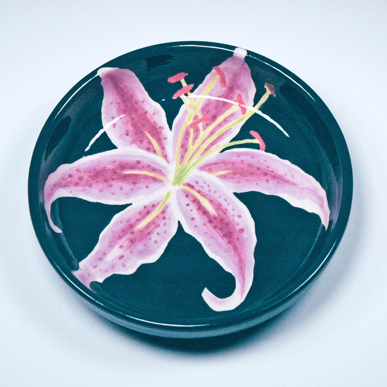 Hand Painted Lily Ceramic Bowl