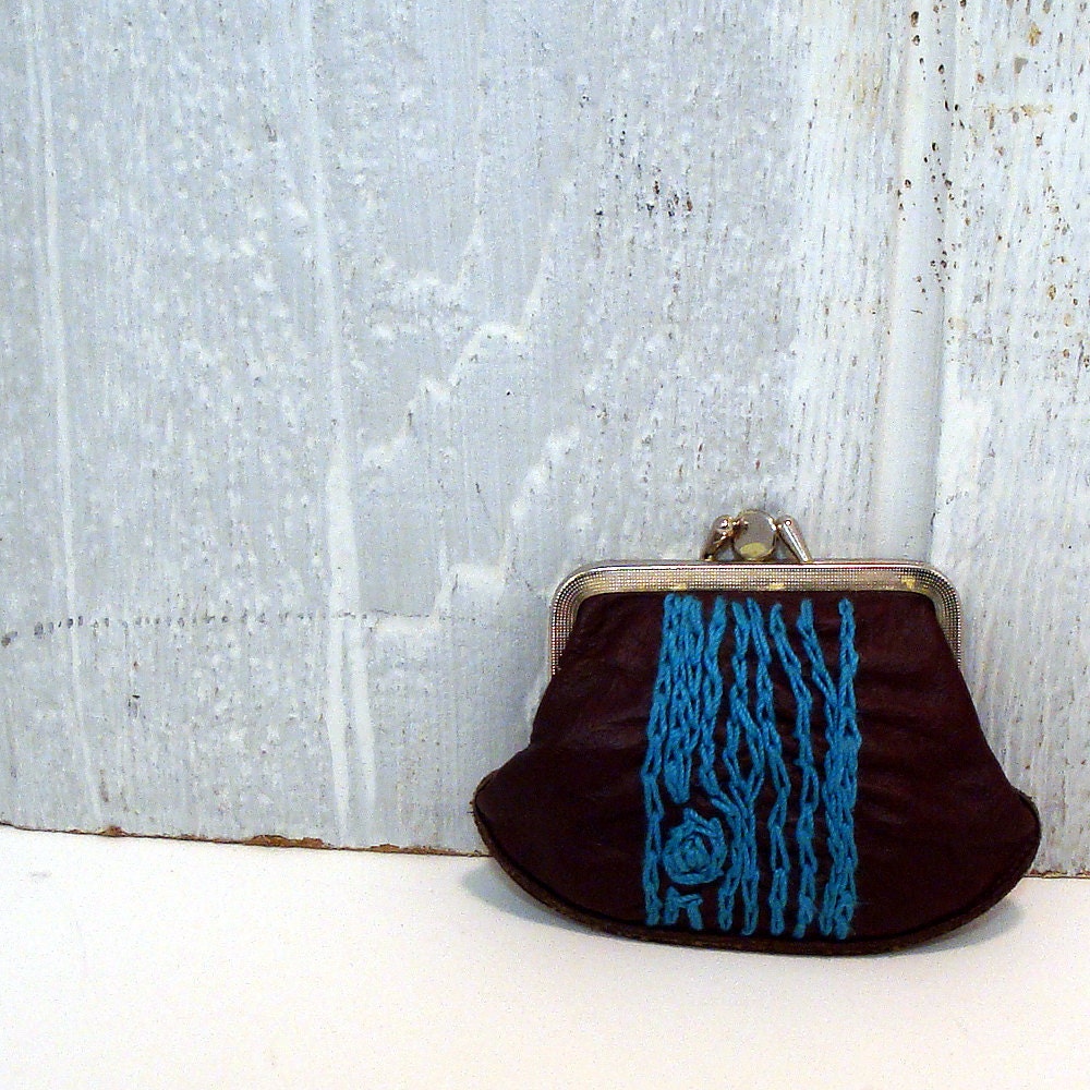 turquoise tree change purse