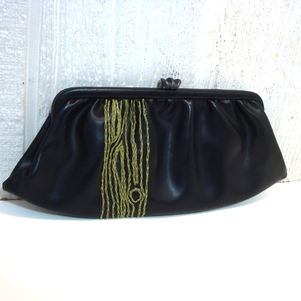 avocado green tree clutch