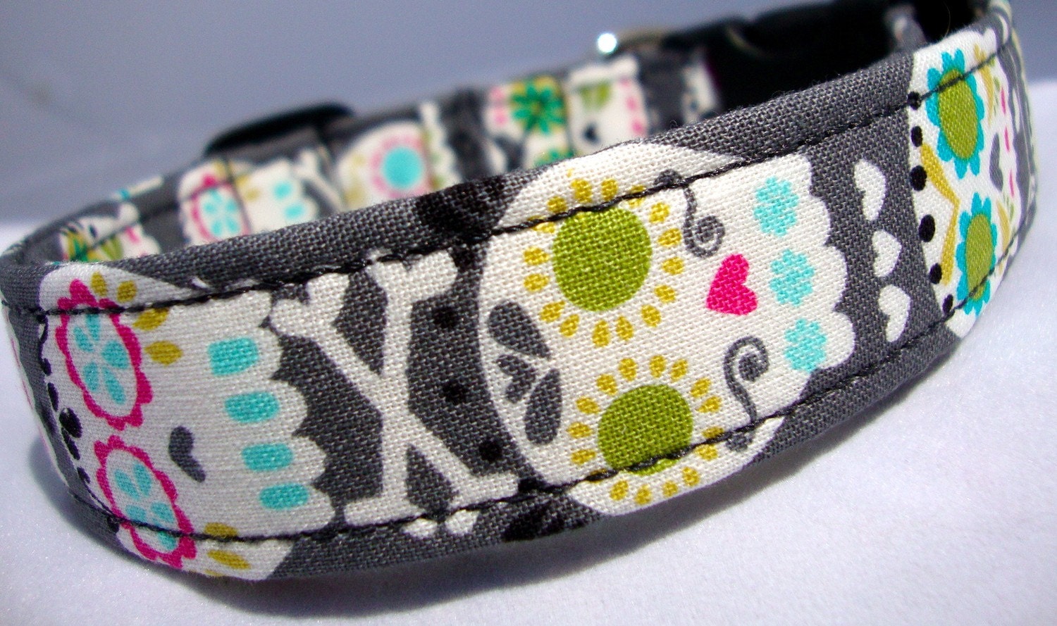 Día de los Muertos dog collar 1 inch wide-- you pick size