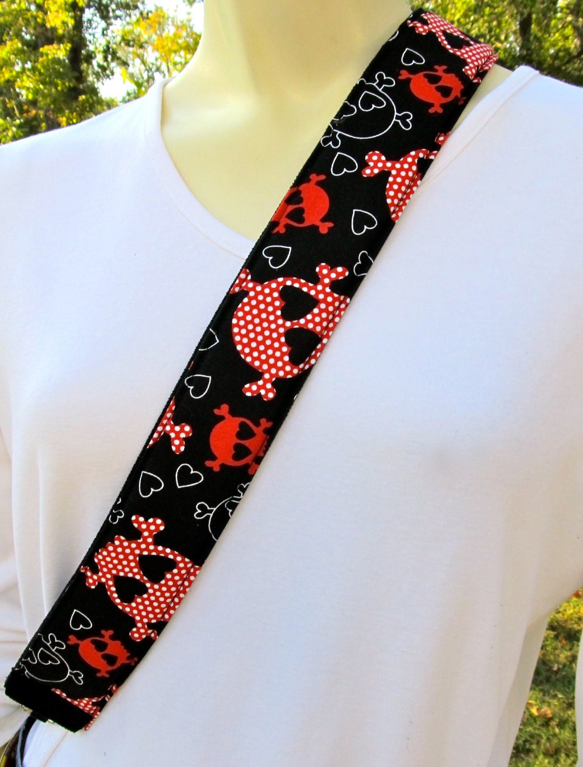 Funky Camera Strap-- Polka Dot Red and White for dSLR style-- Canon Olympus Nikon accessory