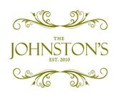 Large Elegant Family Name and Established  Vinyl Wal Decal
