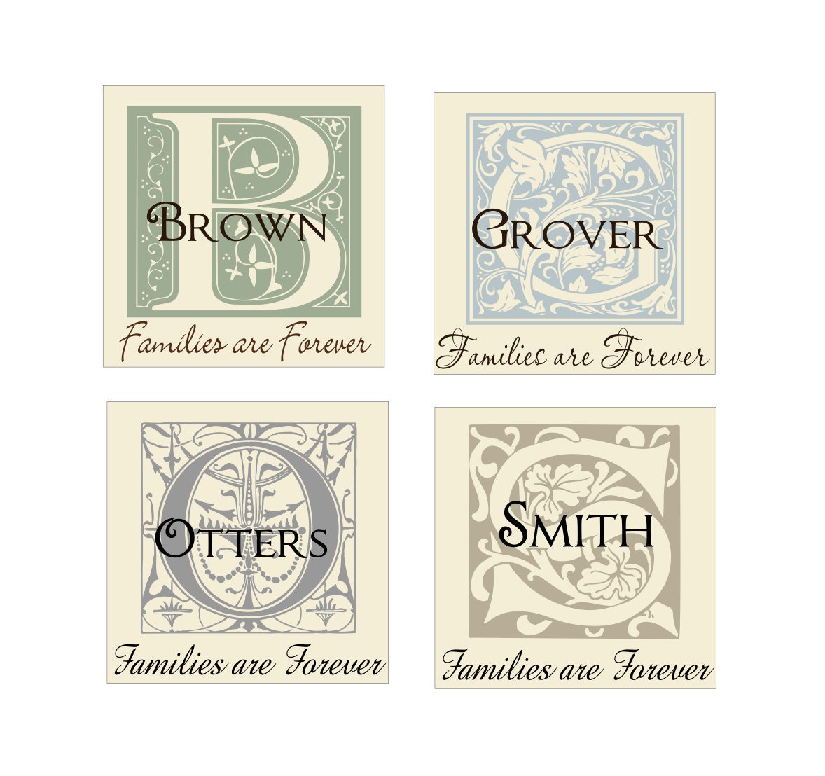Family Monogram Name Families are Forever Tile or Vinyl Wall Art Decal