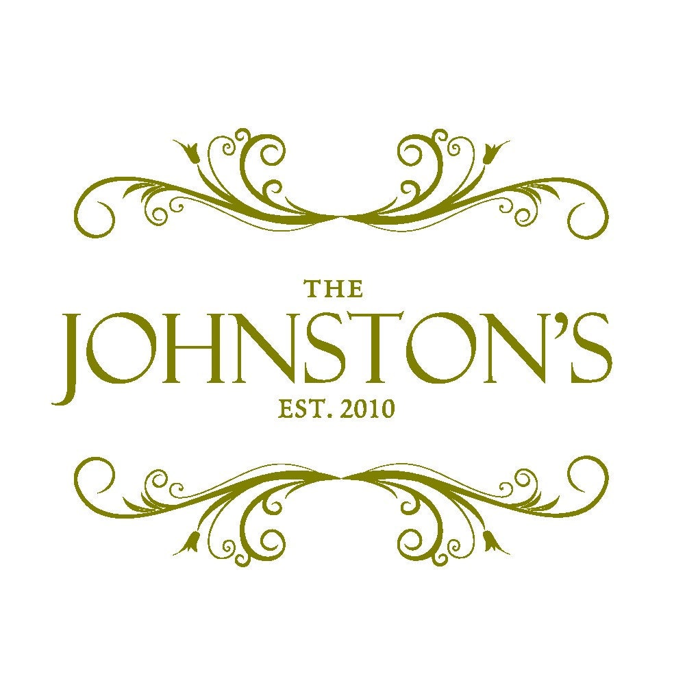 Large Elegant Family Name and Established  Vinyl Wal Decal